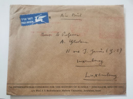 Enveloppe, Oblitéré Jérusalem 1953 Envoyé à Luxembourg, Air Mail - Storia Postale