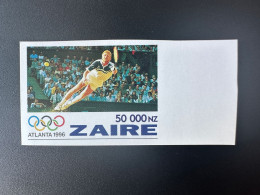 Congo Zaire 1996 COB 1496 IMPERF ND Cardboard/papier Carton Atlanta 1996 Tennis Olympic Games Jeux Olympiques Olympia - Summer 1996: Atlanta