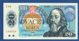 CZECHOSLOVAKIA - P.95a – 20 Korún Československých 1988 UNC, S/n E08 136329 - Czechoslovakia