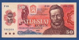 CZECHOSLOVAKIA - P.96a – 50 Korún Československých 1987 AUNC, S/n F09 186268 - Cecoslovacchia