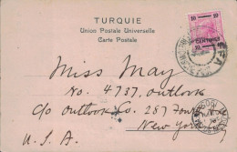 LEVANT AUTRICHIEN - JAFFA - 21 DECEMBRE 1904 - CARTE POSTALE POUR LES USA - EN ANGLAIS SALUTATIONS DE TERRE SAINTE - ARR - Levante-Marken