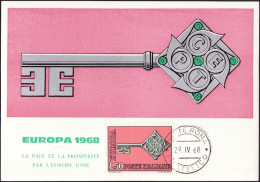 Europa CEPT 1968 Italie - Italy - Italien CM Y&T N°1011 - Michel N°MK1273 - 90l EUROPA - 1968