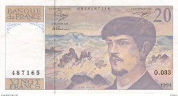 20 Francs  De Bussy -1991  - O 033    Plis - 20 F 1980-1997 ''Debussy''