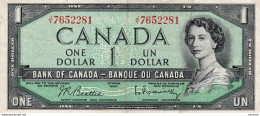 Billet CANADA  One Dollar 1954 N°7652281 J - Y Ce Billet A Circulé - Kanada