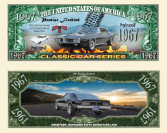 USA - FANTASY NOTE - PONTIAC  FIREBIRD 1967 - UNC / SERIES  CLASSIC  CAR - Andere & Zonder Classificatie