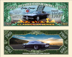 USA - FANTASY NOTE - DODGE  CHARGER 1969 - UNC / SERIES  CLASSIC  CAR - Autres & Non Classés