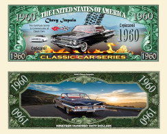 USA - FANTASY NOTE - CHEVY  IMPALA 1960 - UNC / SERIES  CLASSIC  CAR - Otros & Sin Clasificación