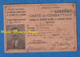 Carte Ancienne Du Combattant - 1936 - Georges André Domicilié à COURBEVOIE - Né à Le Bailleul Sarthe - Poilu WW1 - Documents