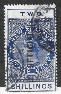 1882 NEW ZEALAND QVLT 2/- STAMP DUTY OFFICIAL Blue - Used Stamps