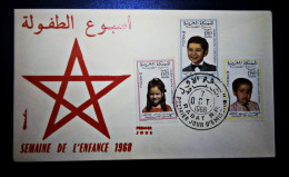 MOROCCO MARRUECOS  MAROC TIMBRES  ENVELOPPE  FDC COVER  SEMAINE DE L' ENFANCE 1968 RABAT NUMEROTES 2000 - Maroc (1956-...)