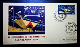 MOROCCO MARRUECOS  MAROC TIMBRES  ENVELOPPE  FDC COVER  20 ANNIV. DE LA FOIRE INTERNATIONALE 1964 CASABLANCA DANDINE - Maroc (1956-...)