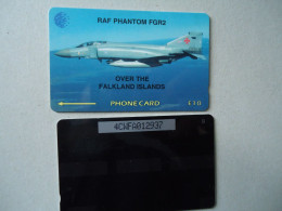 FALKLAND ISLANDS USED CARDS  AIRPLANES PHANTOM RAF  FGR2 - Aerei
