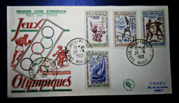 MOROCCO  MAROC TIMBRES  ENVELOPPE  FDC COVER  PREMIER JOUR JEUX OLYMPIQUES 1960 CASABLANCA CERES - Maroc (1956-...)