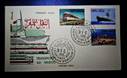 MOROCCO  MAROC TIMBRES  ENVELOPPE  FDC COVER  PREMIER JOUR TRANSPORT CASABLANCA 1966 TIRAGE 1360 - Maroc (1956-...)