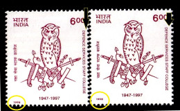 INDIA-1998- DEFENCE SERVICES STAFF COLLEGE- OWL INSIGNIA- FRAME SHIFTING- ONE WITH ERROR-MNH-A5-36 - Variedades Y Curiosidades