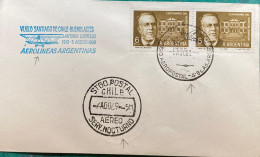 ARGENTINA-CHILE 1969, FIRST FLIGHT COVER, VUELO CHILE SANTIAGO - BUENOS AIRES, AIROLINEAS ARGENTINA, RANSON HOSPITAL STA - Cartas & Documentos