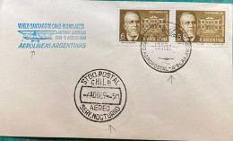 ARGENTINA-CHILE 1969, FIRST FLIGHT COVER, VUELO CHILE SANTIAGO - BUENOS AIRES, AIROLINEAS ARGENTINA, RANSON HOSPITAL STA - Covers & Documents