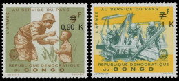 738/739**  Palais De La Nation, Armée Au Service Du Pays, Mobutu - Nouvelle Valeur / Paleis Der Natie - Nieuwe Muntsoort - Secourisme