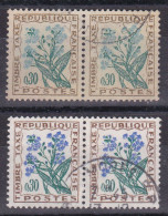 1964/1971 N°99 Y&T FLEURS DES CHAMPS COTE 2023 0.15€ 2 PAIRES TEINTES DIFFERENTES - 1960-.... Used
