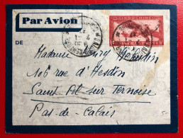Indochine, Entier-Avion TAD SAIGON CENTRAL, Cochinchine 2.1.1937, Pour La France - (A405) - Cartas & Documentos