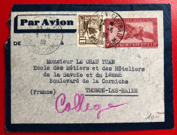 Indochine, Entier-Avion TAD SAIGON CENTRAL, Cochinchine 3.6.1938, Pour La France - (A415) - Cartas & Documentos