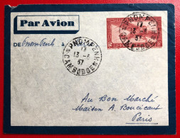 Indochine, Entier-Avion TAD PHNOM PENH, Cambodge 13.3.1937, Pour La France - (A426) - Covers & Documents