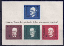 BRD 1968 - Konrad Adenauer, Block 4 (Nr. 554 - 557), Postfrisch ** / MNH - Ungebraucht