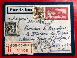 Indochine, Entier-Avion TAD SAIGON COMMERCE, Cochinchine, 3.6.1938, Pour La France - (A431) - Brieven En Documenten