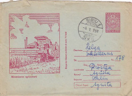 AGRICULTURE, HARVESTER, COVER STATIONERY, ENTIER POSTAL, 1958, ROMANIA - Agriculture