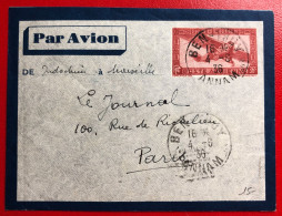 Indochine, Entier-Avion TAD BEN-THUY, Annam, 4.6.1936, Pour La France - (A480) - Briefe U. Dokumente