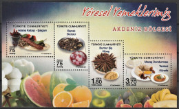 2017 Turkey Regional Cuisine: Mediterranean Coast Minisheet (** / MNH / UMM) - Alimentation