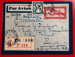 Indochine, Entier-Avion TAD NHATRANG, Annam, 4.12.1934, Pour La France - (A503) - Covers & Documents