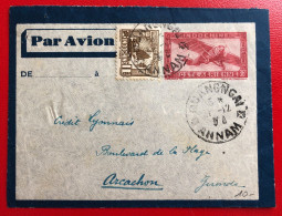 Indochine, Entier-Avion TAD QUANGNGAI, Annam, 1.12.1938, Pour La France - (A522) - Cartas & Documentos