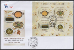 2012 Turkey Regional Cuisine: Black Sea Coast Minisheet FDC - Alimentation
