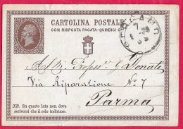 INTERO CARTOLINA POSTALE (DOMANDA) DA BERGAMO PER PARMA - Stamped Stationery