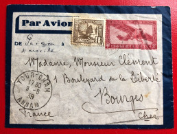 Indochine, Entier-Avion TAD TOUR-CHAM, Annam, 9.6.1939, Pour La France - (A541) - Cartas & Documentos