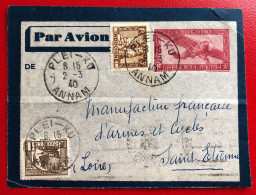 Indochine, Entier-Avion TAD PLEI-KU, Annam, 2.3.1940, Pour La France - (A550) - Storia Postale