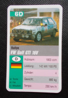 Trading Cards - ( 6 X 9,2 Cm ) 1995 - Voiture De Rallye - VW Golf GTI 16V - Allemagne - N°6D - Motori