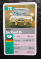 Trading Cards - ( 6 X 9,2 Cm ) 1995 - Voiture De Rallye - Opel Kadett GSI - Allemagne - N°7D - Moteurs