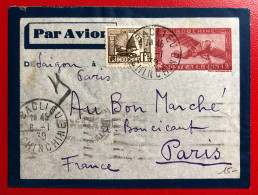 Indochine, Entier-Avion TAD BACLIEU, Cochinchine, 6.1.1939, Pour La France - (A566) - Brieven En Documenten