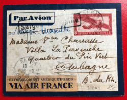 Indochine, Entier-Avion TAD BARIA, Cochinchine, 28.2.1936, Pour La France - (A575) - Covers & Documents