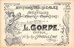 PARIS-75011- EDITIONS MUSICALES ET ARTISTIQUES- CARTES -CHANSONS- L. GORDE. EDITEUR 97 RUE D'ANGOULEME - District 11