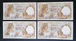 4 Billets. 100 Francs Sully. 13 3 1941.NEUF.FAY 26.48. - 100 F 1939-1942 ''Sully''