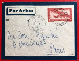 Indochine, Entier-Avion TAD HONGAY, Tonkin, 18.1.1937, Pour La France - (A716) - Covers & Documents