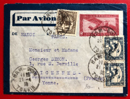 Indochine, Entier-Avion TAD NAM-DINH, Tonkin, 21.4.1938, Pour La France - (A727) - Briefe U. Dokumente