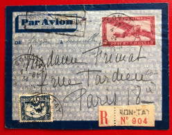 Indochine, Entier-Avion TAD SON-TAY, Tonkin, 4.6.1934, Pour La France - (A735) - Covers & Documents