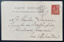 1901 Carte De DJIBOUTI Avec Timbres Francais Mouchon N°116 10c Rouge Oblitéré Dateur Octogonal " LIGNE N / PAQ.FR.N°1 " - 1900-02 Mouchon