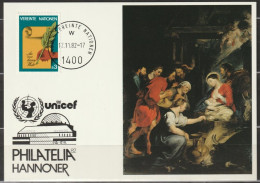 UNO Wien 1982 UNICEF Kunstkarte Sonderstempel PHILATELIA HANNOVER MiNr.23   ( D 6996 ) - Covers & Documents