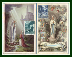 Carte Maximum Vatican Yv. N° 251 + 252 Apparition De La Vierge à Lourdes 1958 - Cartoline Maximum