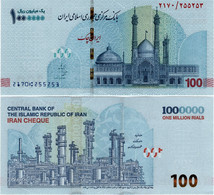 IRAN       1,000,000 Rials - Cheque       P-W166      ND (2022)      UNC  [ Sign. Salehabadi ] - [ 1000000 - Million ] - Iran